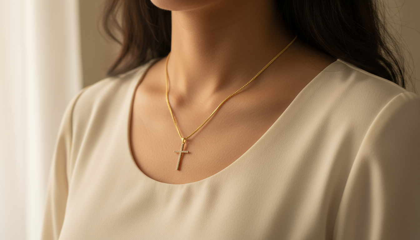 ✨ Cadena Estilo Franco 10K con Cruz en Circonias – 2 mm | 22”