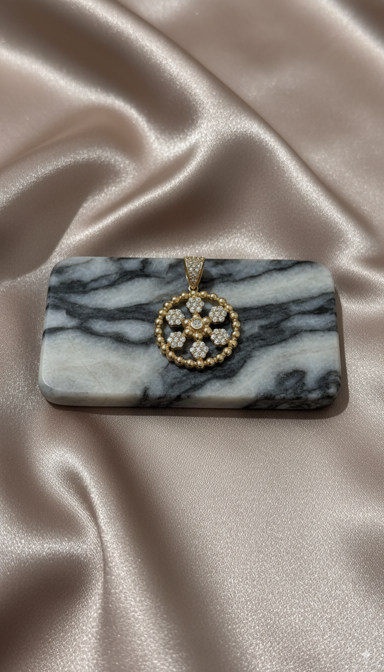 "Flor Radiante" - Oro 14K y Circonitas