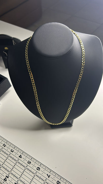 Cadena Cubana Corte Brillo en Oro 10K – 5.7 mm x 22” /16.8G