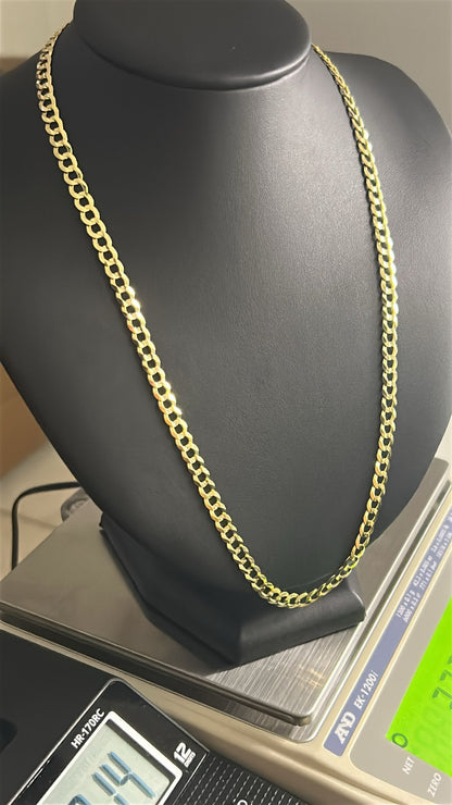 Cadena Cubana Corte Brillo en Oro 10K – 5.7 mm x 22” /16.8G