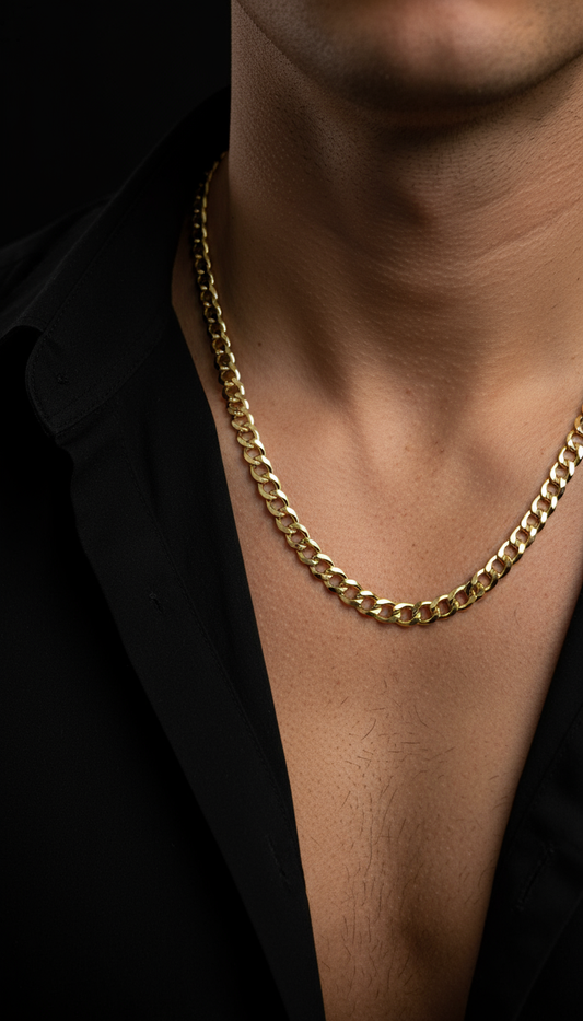 Cadena Cubana Corte Brillo en Oro 10K – 5.7 mm x 22” /16.8G