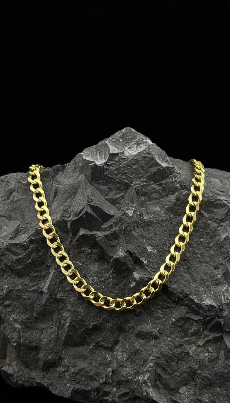 Cadena Cubana Corte Brillo en Oro 10K – 5.7 mm x 22” /16.8G