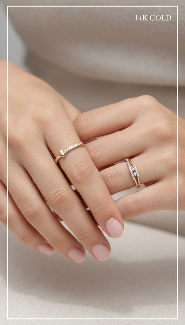 Set de 2 Anillos de Oro 14K por el Precio de 1