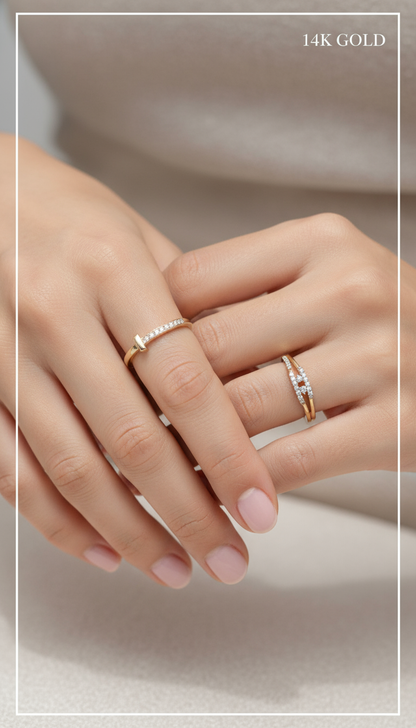 Set de 2 Anillos de Oro 14K por el Precio de 1