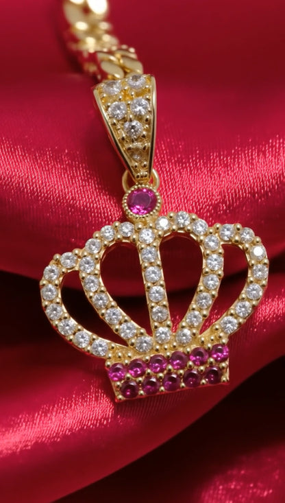 Colgante Corona Real - Oro 14K con Circonitas