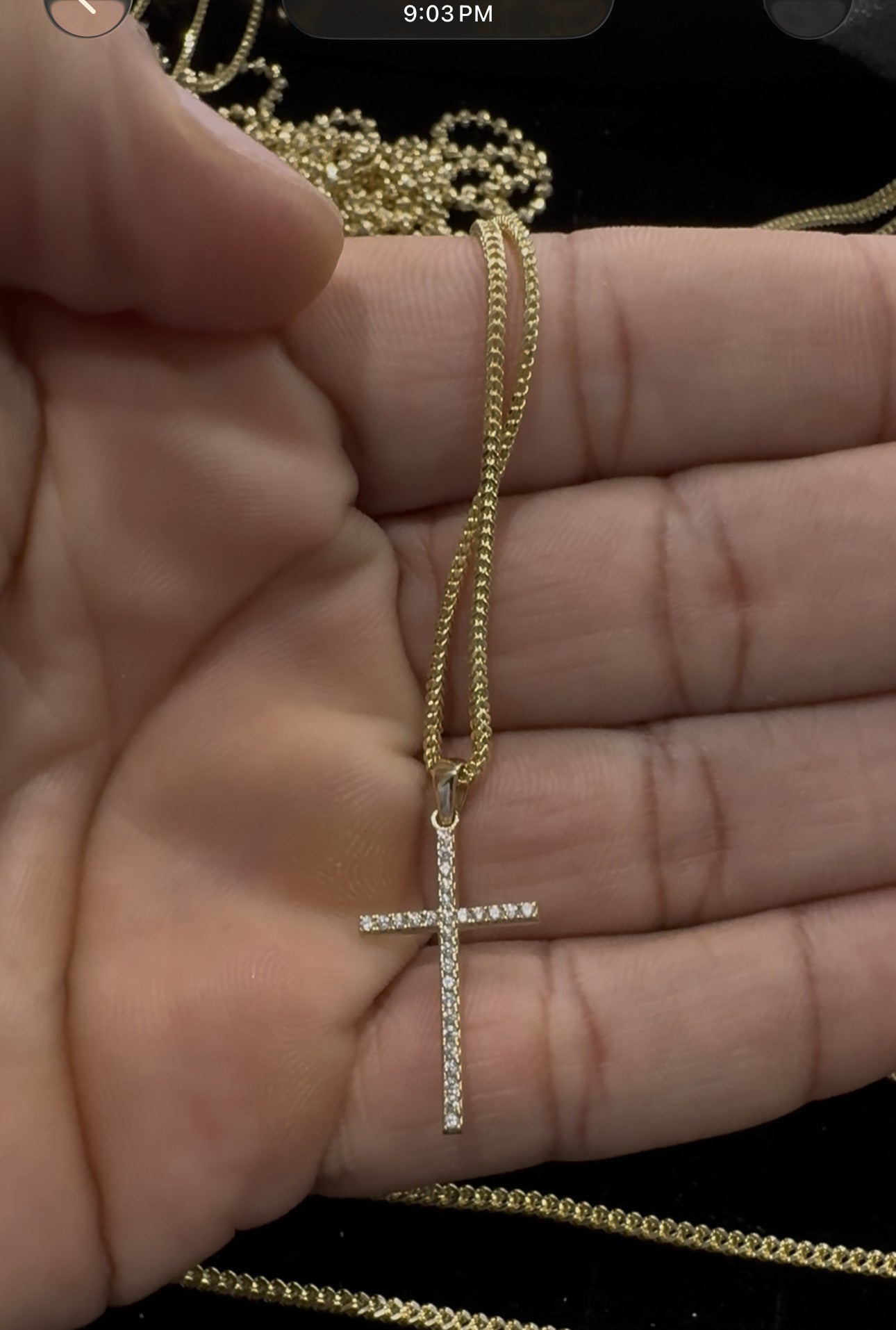 ✨ Cadena Estilo Franco 10K con Cruz en Circonias – 2 mm | 22”