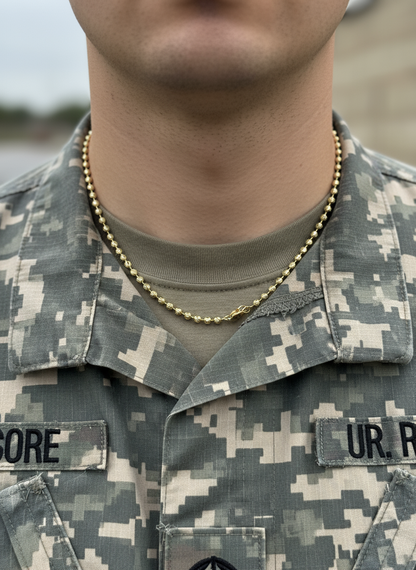 Cadena Militar Ice Estilo Diamantada 14K – 20” / 3mm (15g)