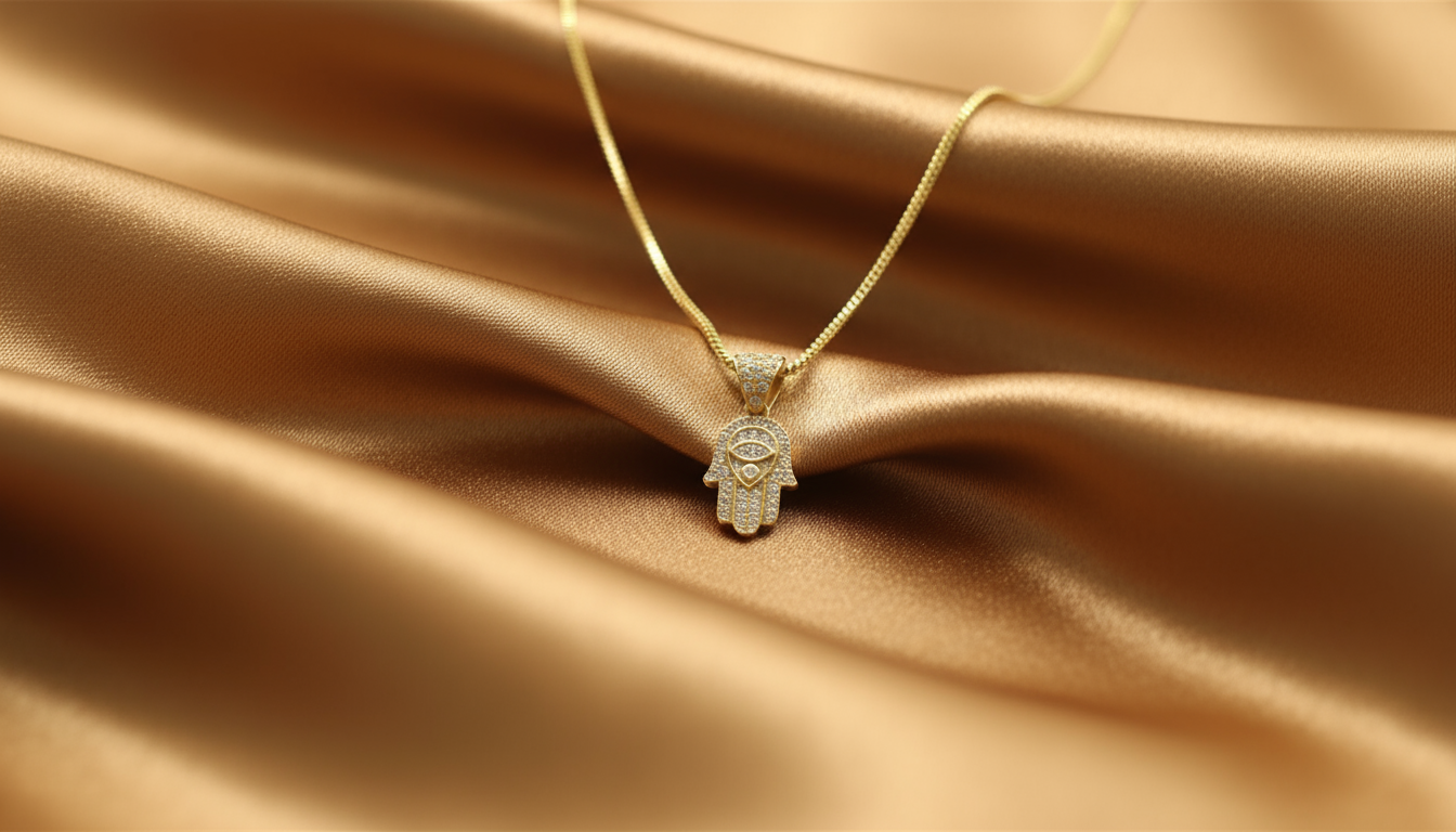 ✨ Cadena Estilo Franco 10K con Dije de Mano de Hade – 2 mm | 22”