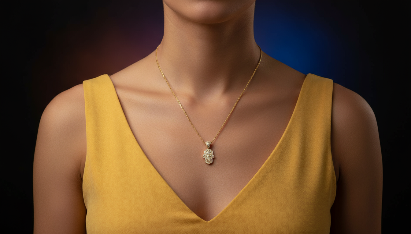 ✨ Cadena Estilo Franco 10K con Dije de Mano de Hade – 2 mm | 22”