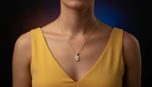 ✨ Cadena Estilo Franco 10K con Dije de Mano de Hade – 2 mm | 22”