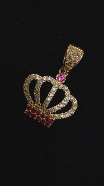 Colgante Corona Real - Oro 14K con Circonitas